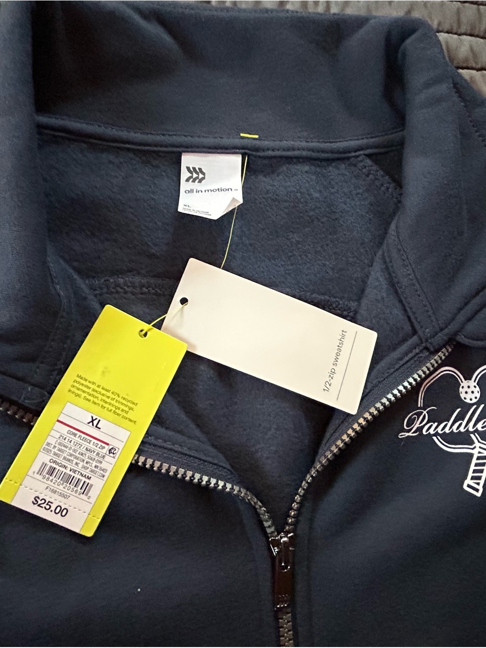 All in Motion Navy 1/2 Zip-Up sweatshirt Paddle Logo - Picture 2 of 4